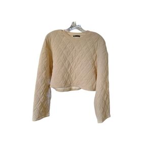 Zara Quilted Tan Crop Sweatshirt